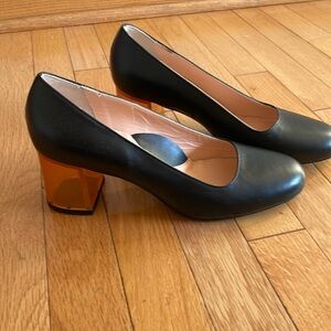Miss L Fire size 40 black shoes with orange clear heel